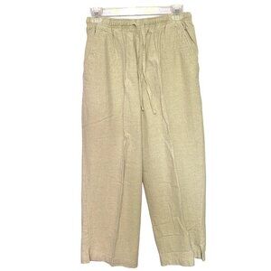 New Erika Collection Women's Size Small Linen Cotton Beige Cropped Pants